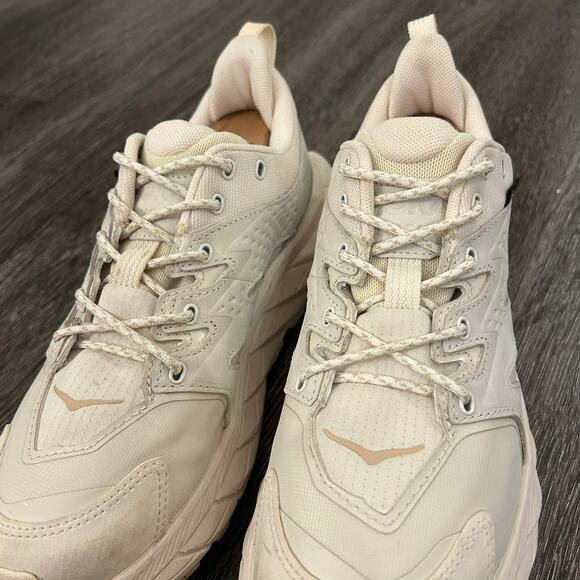 EUC HOKA Anacapa Low GTX Sneakers Eggnog Shifting Sand Vibram Trail Shoes 6.5 - Picture 10 of 16